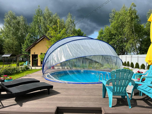 Фото объявления Круглый купольный тент павильон Pool Tent 5,0м для бассейнов и СПА, синий