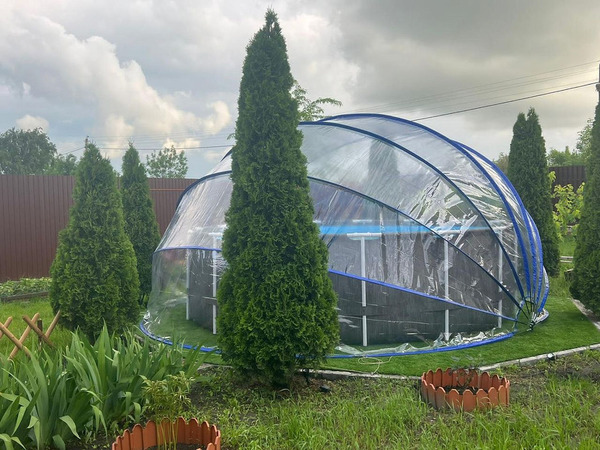 Фото объявления Круглый купольный тент павильон Pool Tent 5,0м для бассейнов и СПА, синий